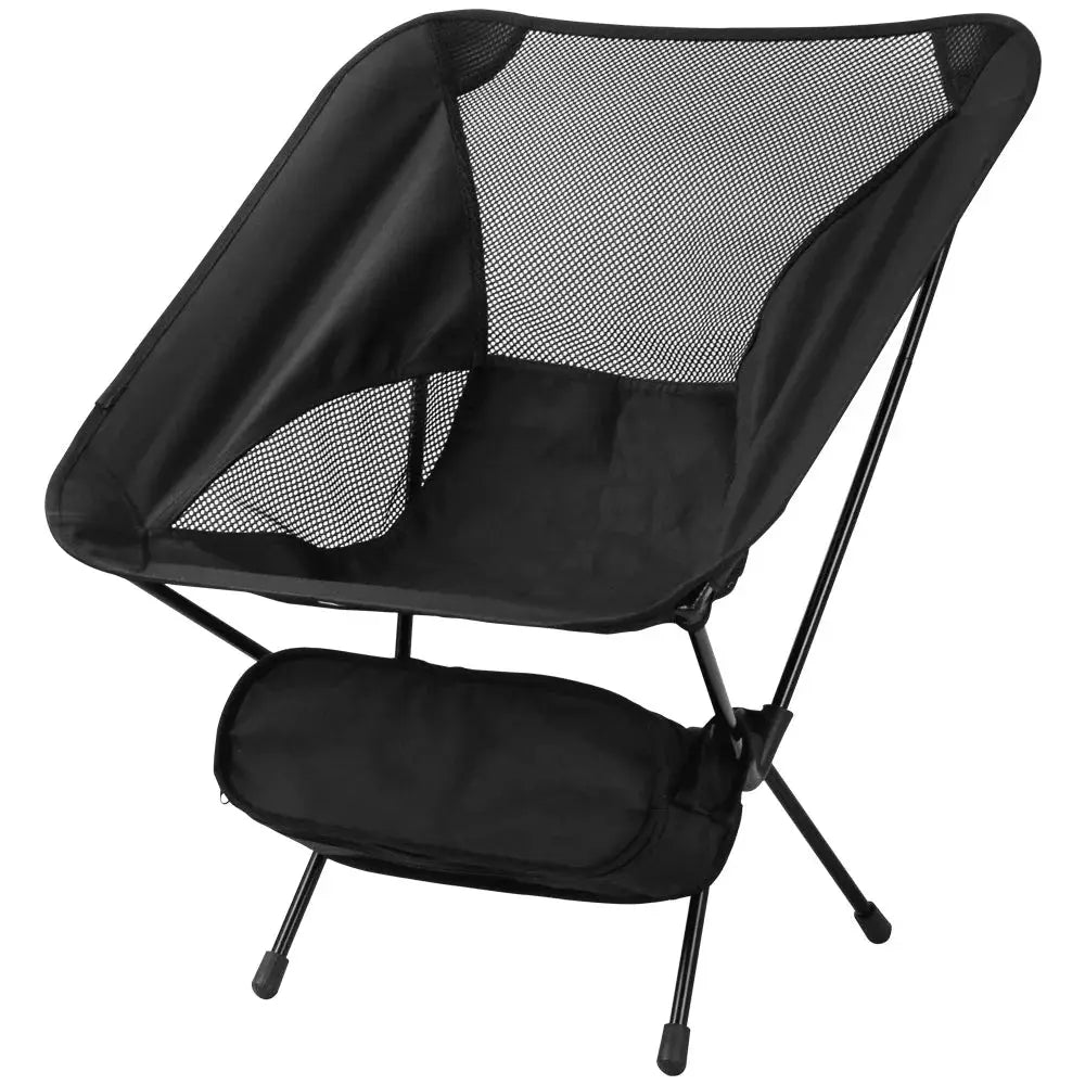 Folding chair by Simples Market ultralight, mesh-back, black, portable for camping, fishing, hiking and outdoor use