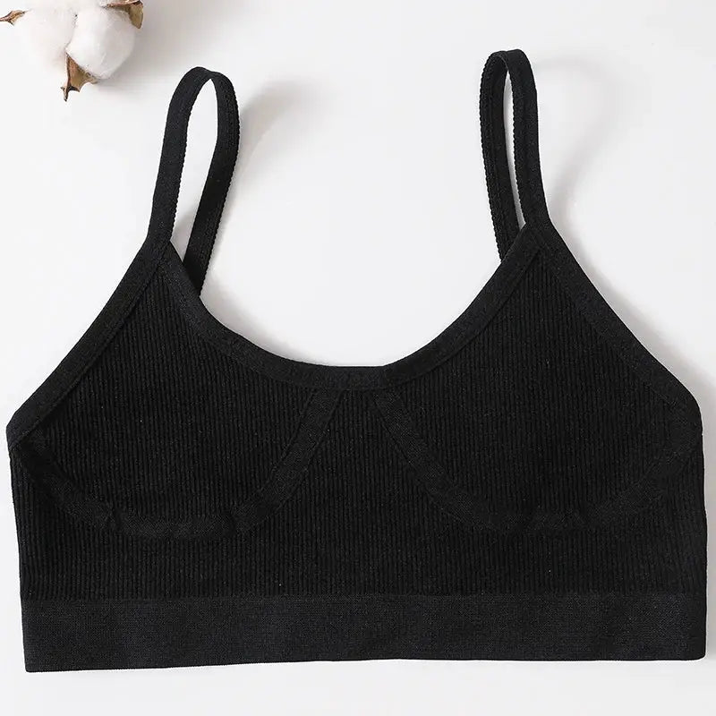 Seamless ribbed black U-back bralette by Simples Market, wireless no-pad tube bra for daily wear