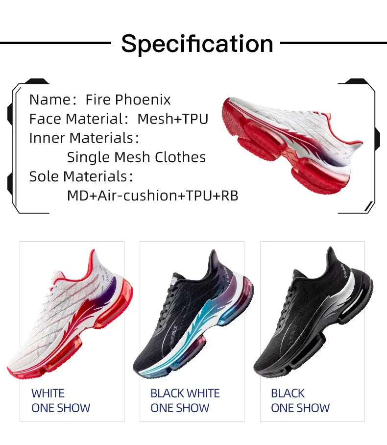 ONEMIX men's running shoes with air cushion and breathable mesh; 3 colorways shown: white/red, black/blue, black (EU 35–47)