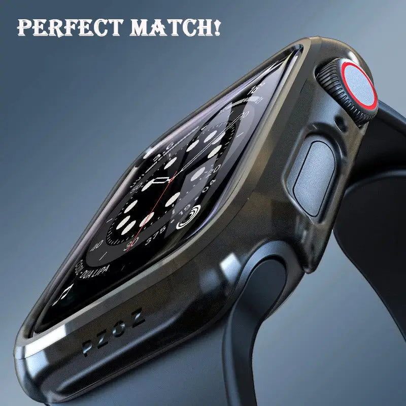 Tempered glass screen protector with black Apple Watch case (40–45mm) Simples Market