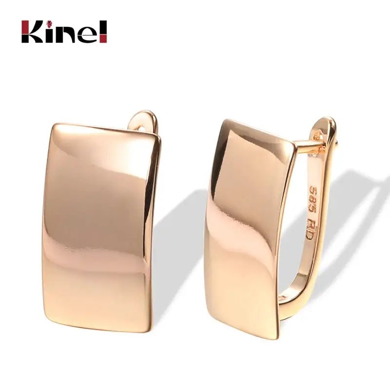 Kinel 585 Rose Gold Glossy Dangle Earrings For Women Fashion Geometric Square Drop CZ Cubic Zirconia Jewelry - Simples Market