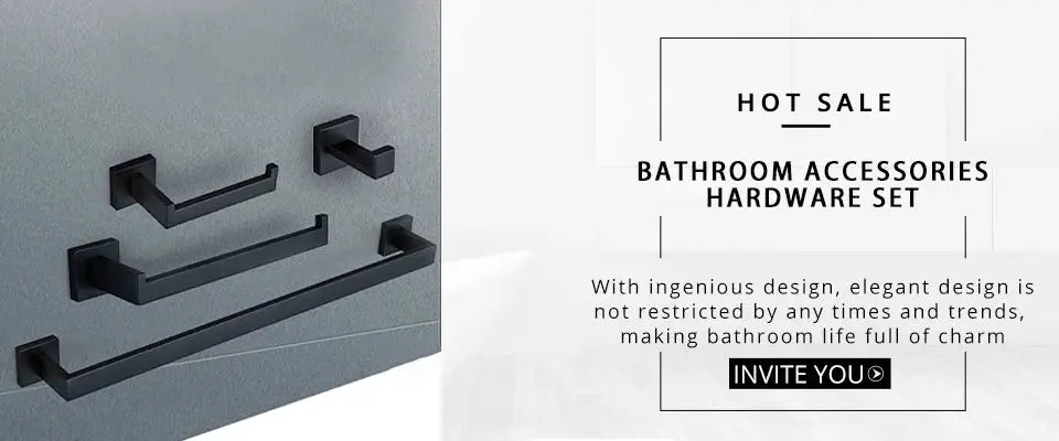 Bathroom hardware set in black with wall-mounted towel bars by Simples Market