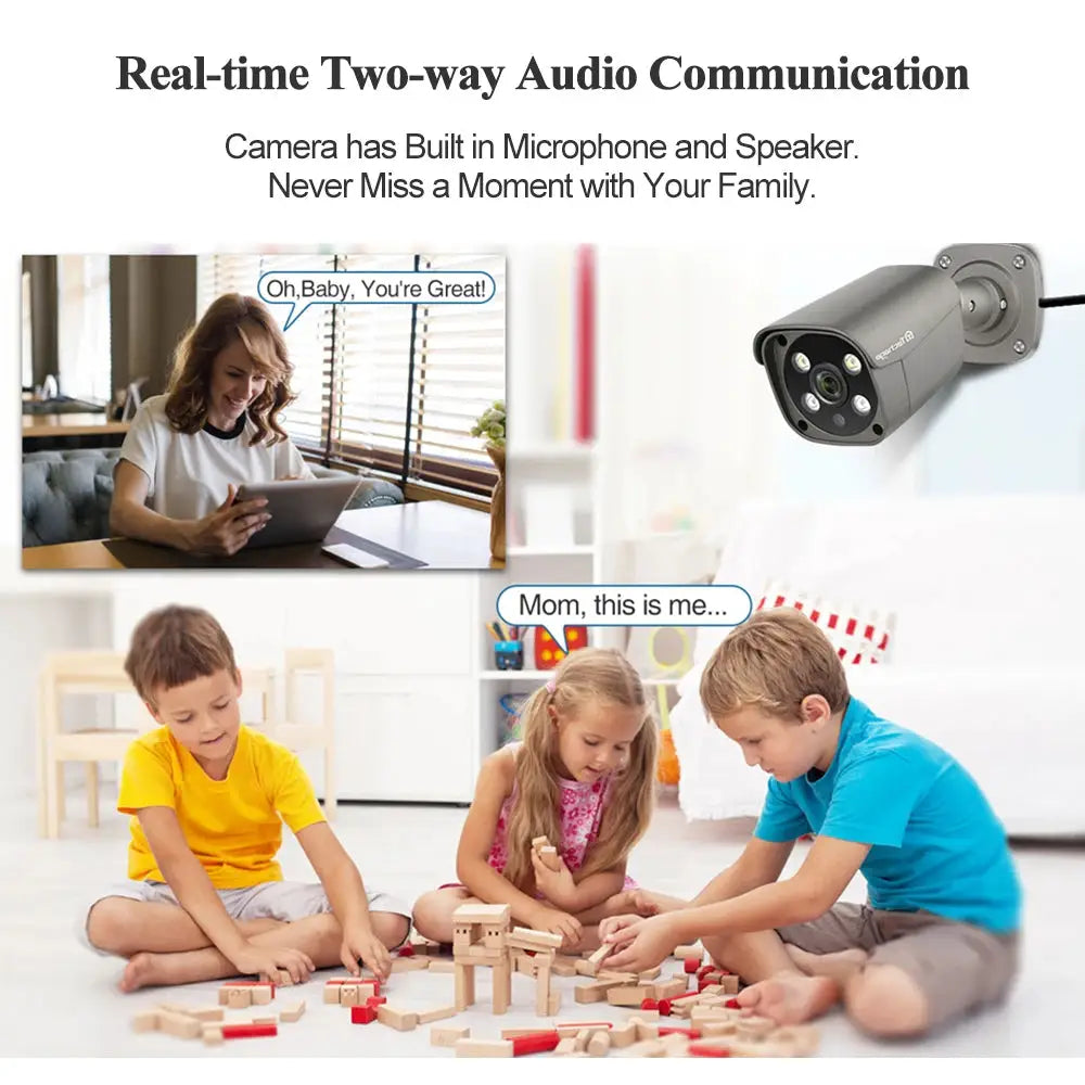 Techage metal outdoor PoE IP camera with two-way audio by Simples Market.