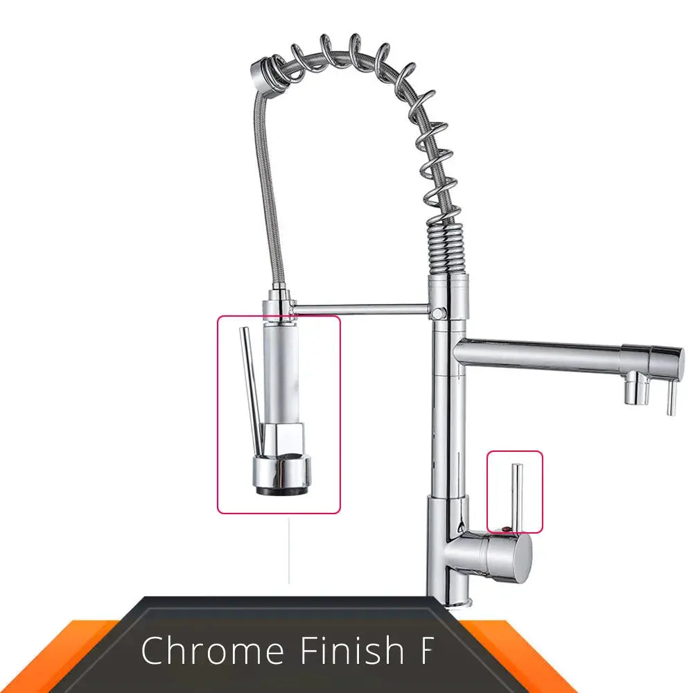 Rozin pull-down kitchen faucet, chrome finish, by Simples Market, with spring coil hose