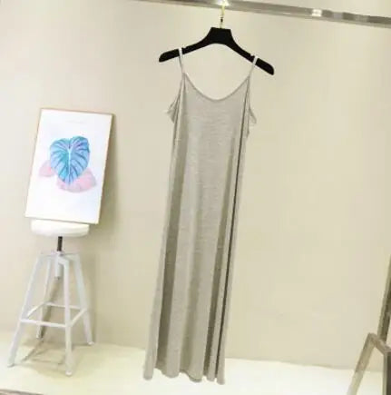 Spring Summer 2026 Women Tank Dress Modal O Neck Camisole Casual Beach
