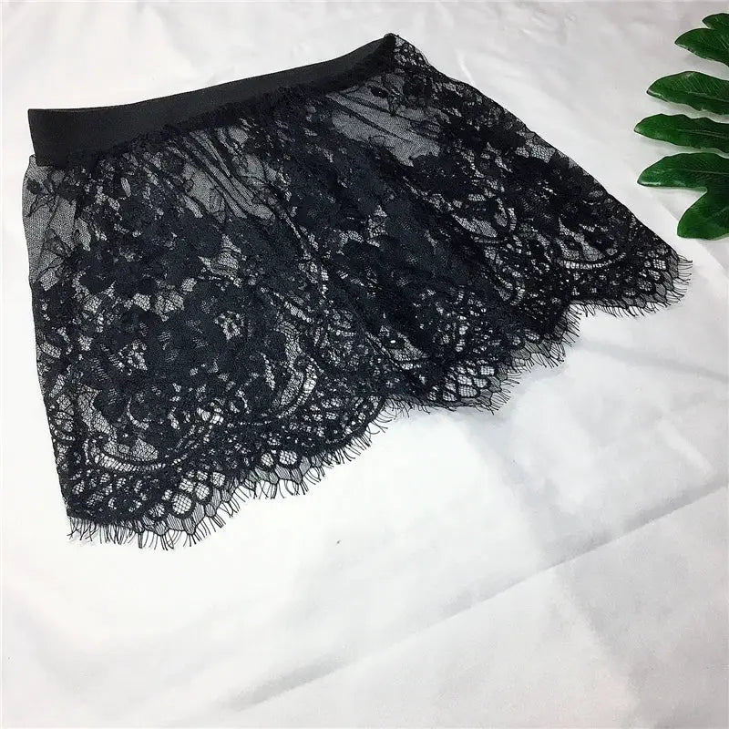 Transparent Lace Mesh Mini Skirt Extender For Women Layering Underskirt Summer Black White