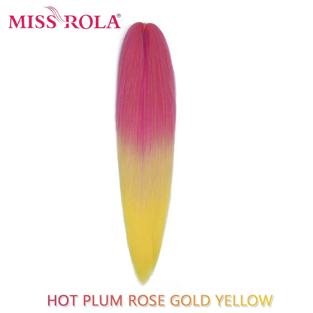 Miss Rola pink-to-yellow gradient 30-inch Kanekalon hair braid, pre-stretched yaki straight jumbo bulk extension