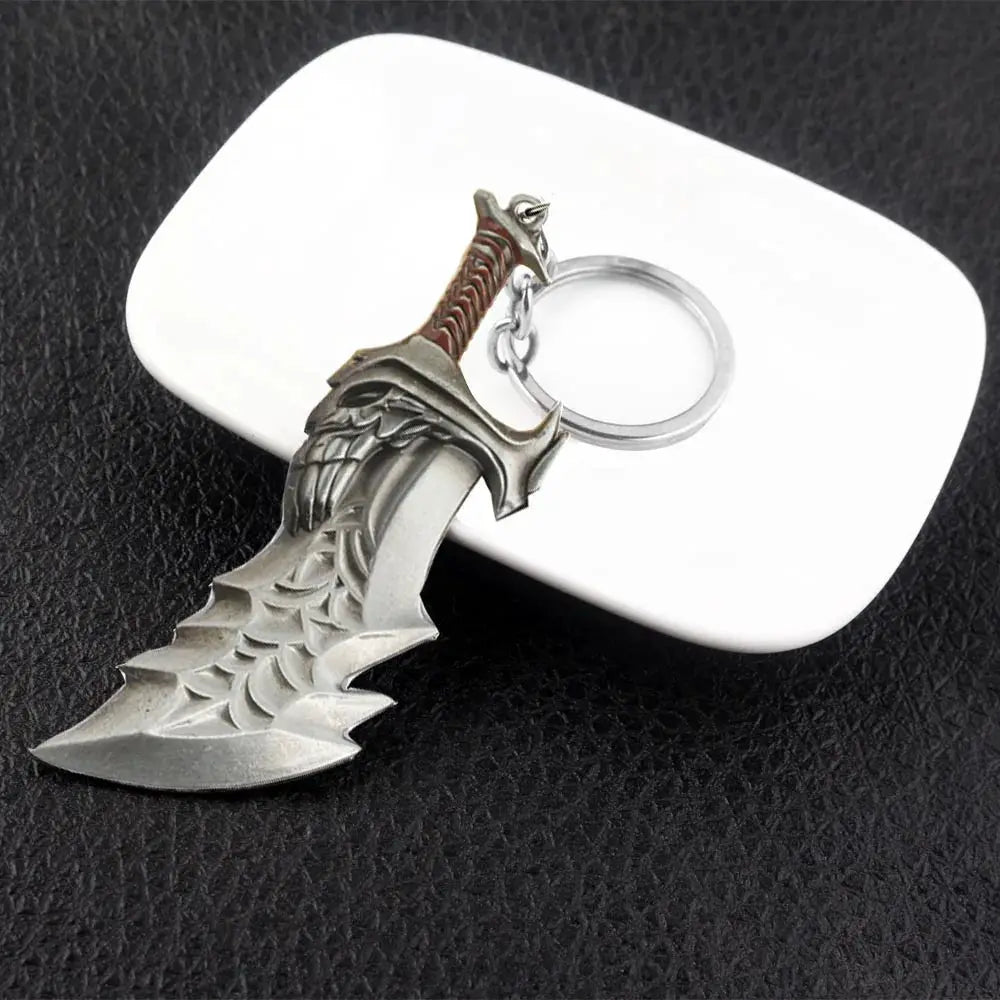 God Of War Kratos Sword Keychain Pendant Zinc Alloy Antique Silver Finish For Keys Backpacks And Bags
