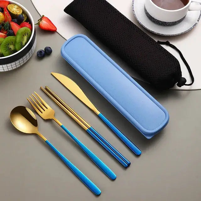 Equi 304 Stainless Steel Tableware Set Durable Rust Resistant Portable Cutlery With Ergonomic Handles And Box
