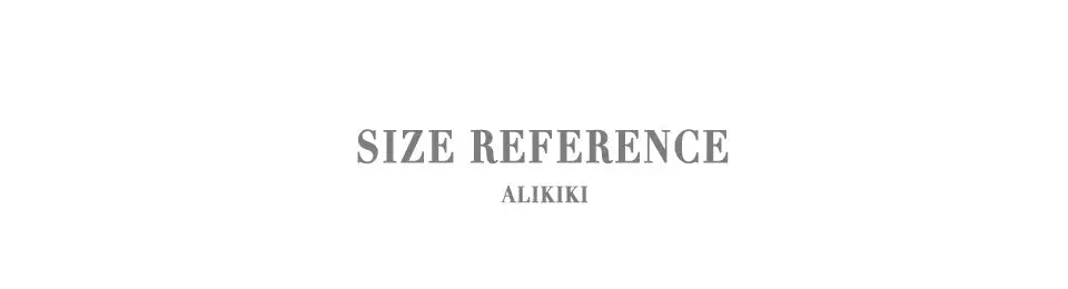 Size reference banner displaying ALIKIKI branding text for scale reference
