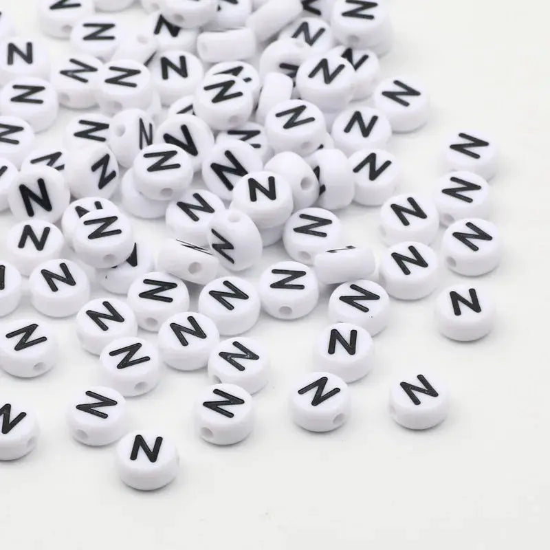 White Round Alphabet Letter Beads 7x4mm A To Z Acrylic Spacer Beads For Jewelry Making DIY Bracelets