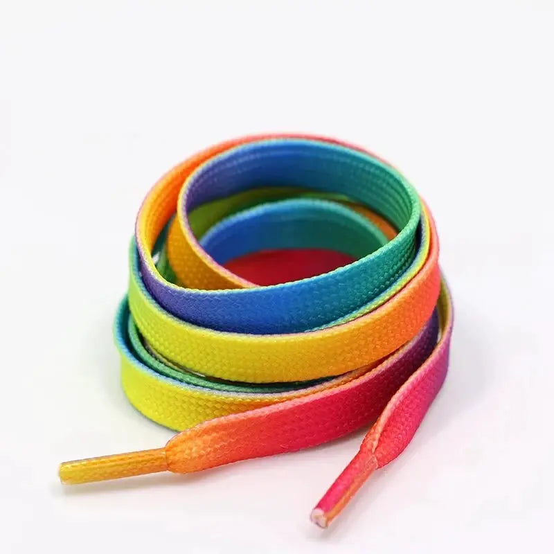 Rainbow gradient flat shoelaces, 1 pair, multicolor print