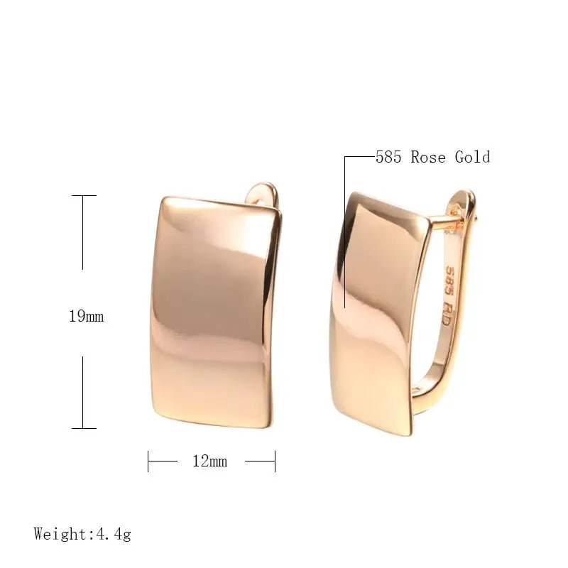 Kinel 585 Rose Gold Glossy Dangle Earrings For Women Fashion Geometric Square Drop CZ Cubic Zirconia Jewelry - Simples Market