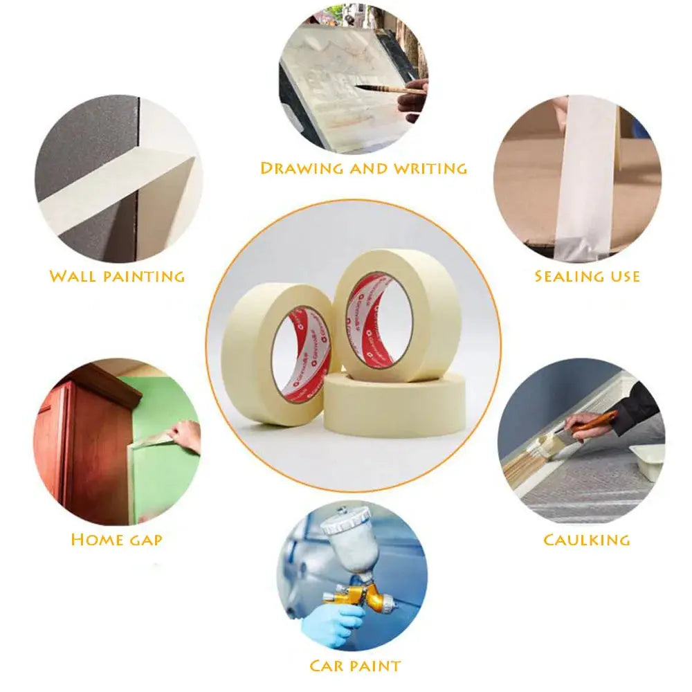 20M Low Viscosity White Masking Tape Crepe Paper 6mm To 50mm Width Single Side Adhesive For Oil Painting Sketching