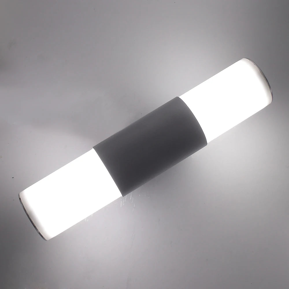 Bathroom wall LED mirror light by Simples Market, white tube with dark gray center band