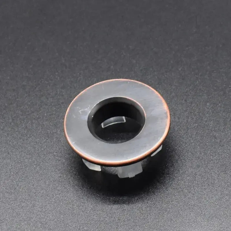 Copper round sink overflow cover with black insert, 1 piece