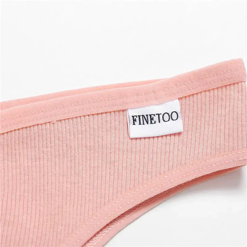 Panties by FINETOO in pink cotton with ribbed waistband and visible logo tag