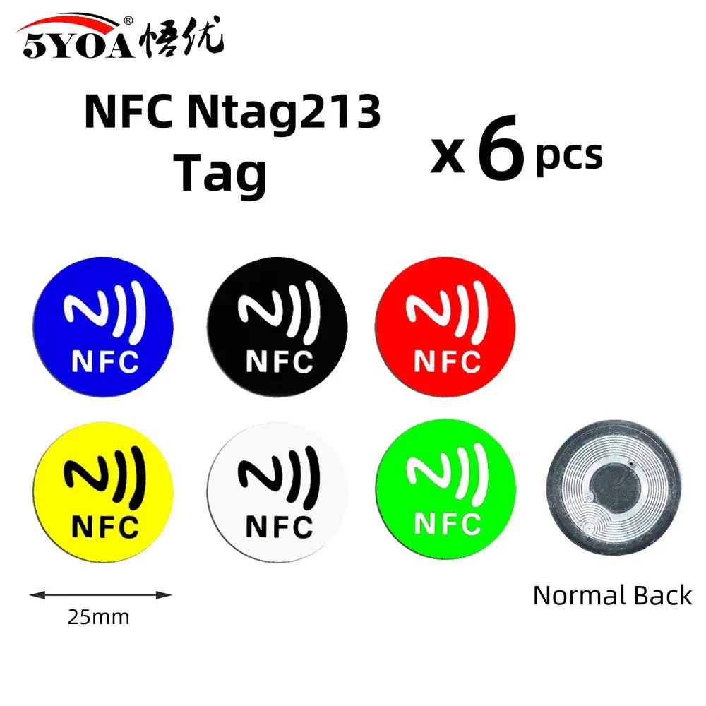 6 Pcs NFC Ntag213 Ntag215 Ntag216 Tags Sticker 13.56MHz Universal RFID Labels For Amiibo And More