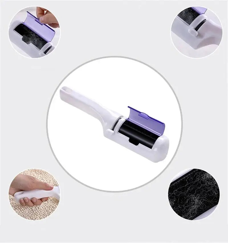 Simples Market pet hair remover brush with purple roller head, handheld electrostatic cleaner