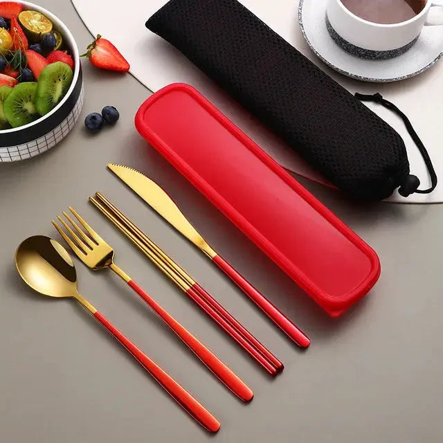 Equi 304 Stainless Steel Tableware Set Durable Rust Resistant Portable Cutlery With Ergonomic Handles And Box