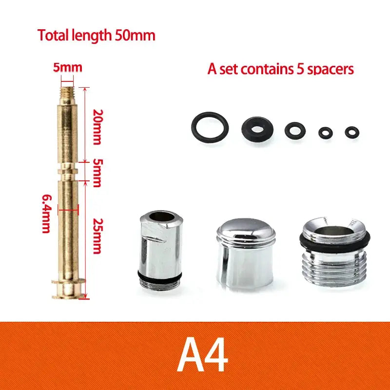 Simples Market shower faucet lower outlet water separator repair kit with brass pull rod and chrome caps, includes 5 spacers