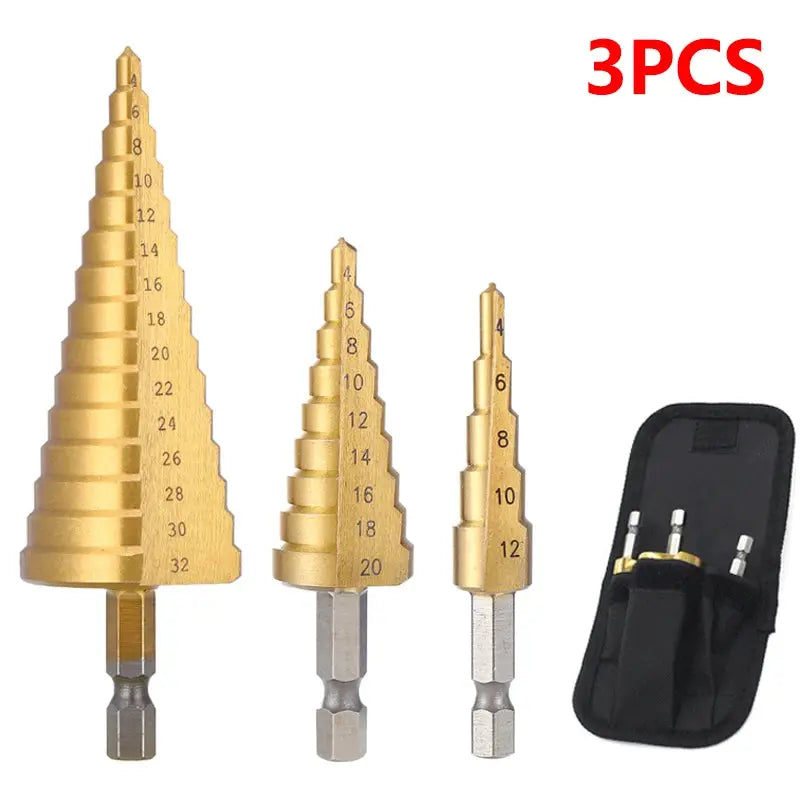 Titanium Coated HSS Step Drill Bit 4 To 32 Mm 4 To 20 Mm Metal Wood Hole Cutter Cone Design