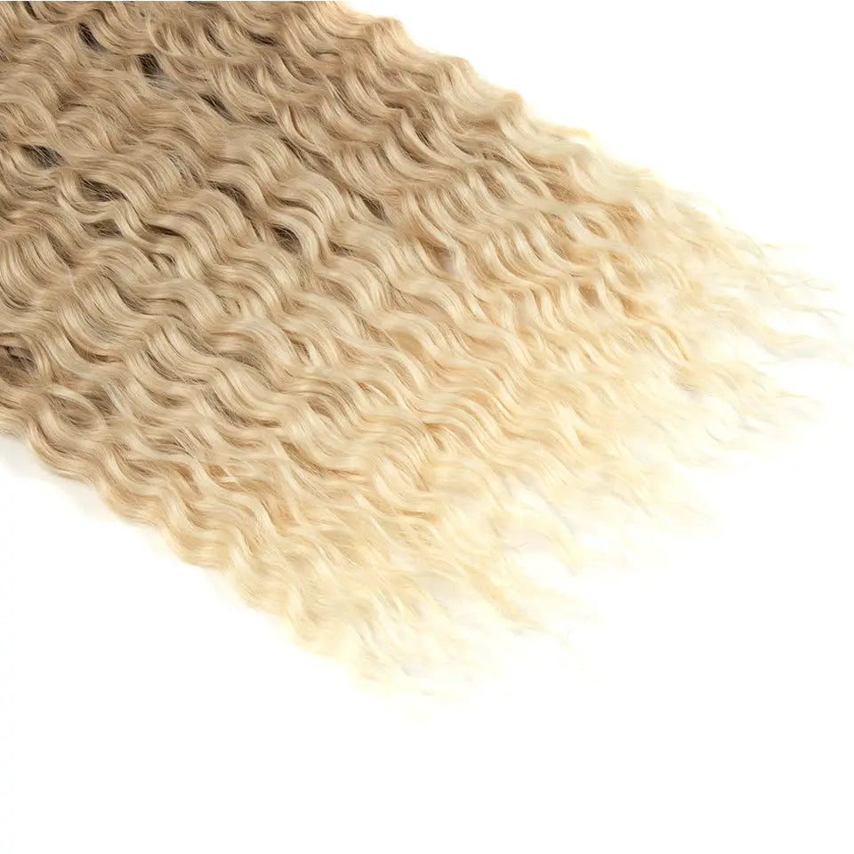 Ariel curl water-wave crochet hair extension, ombre blonde, 22 inch, synthetic braiding hair