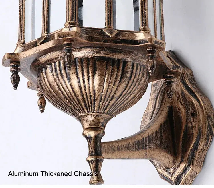 Retro bronze outdoor wall lamp with antique finish and E27 lantern sconce
