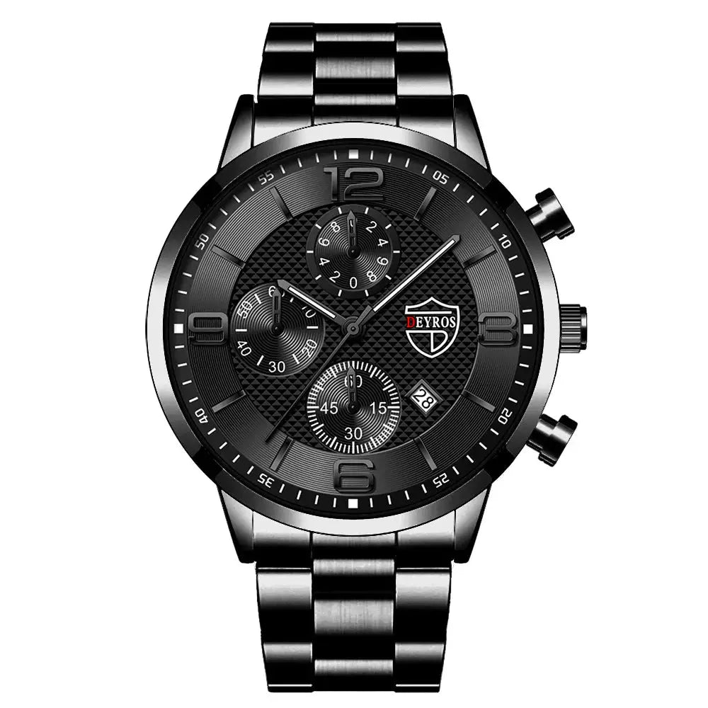 LuxAurum Mens Luxury Business Watch Stainless Steel Quartz With Calendar And Luminous Hands