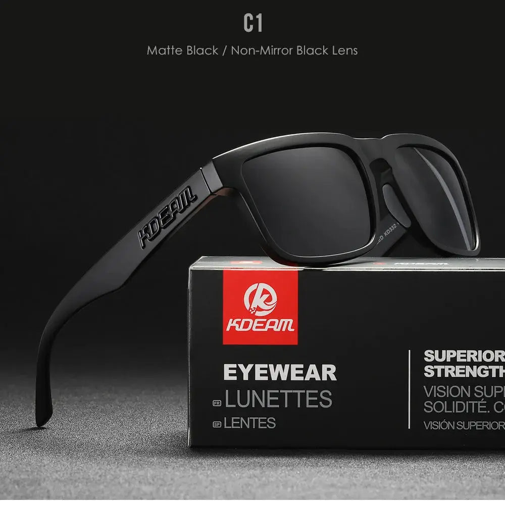 KDEAM 2022 Square Men Polarized Sunglasses With UV Protection Coating For Durable Outdoor Performance