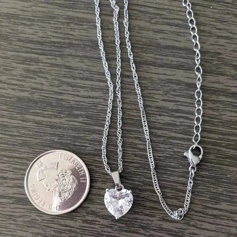 Heart Necklace For Women Stainless Steel Gold Plated Chain Zircon Heart Pendant Choker Wedding Boho Jewelry Gift