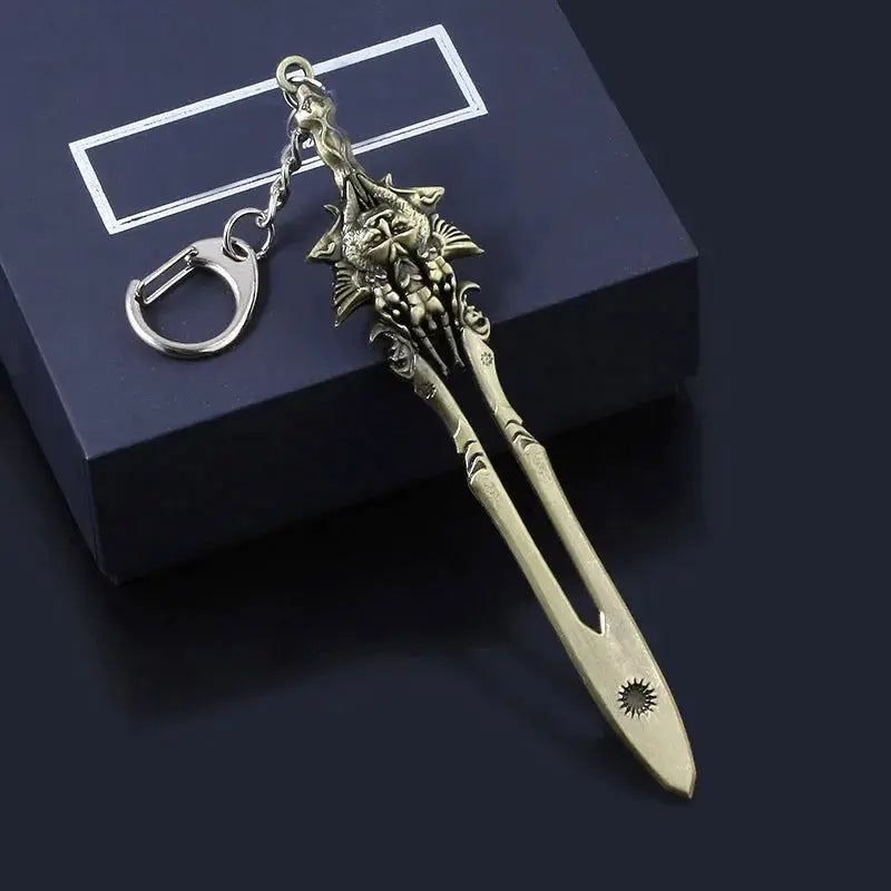 God Of War Kratos Sword Keychain Pendant Zinc Alloy Antique Silver Finish For Keys Backpacks And Bags