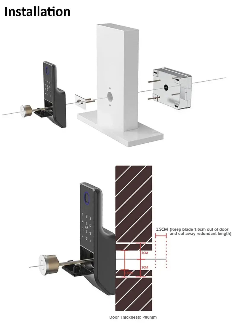 Fingerprint gate door lock by Simples Market with keypad and WiFi; outdoor waterproof smart lock