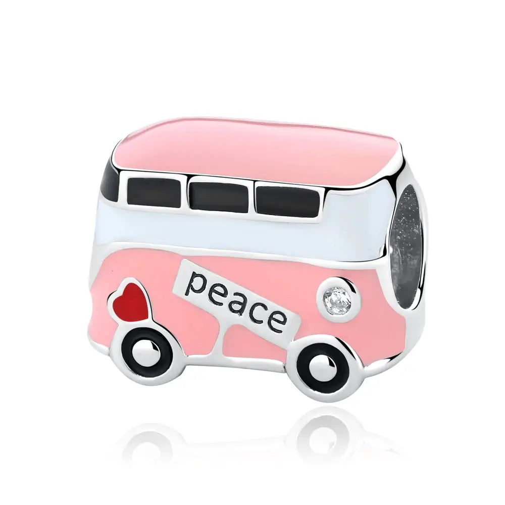 925 Sterling Silver Travel Theme Charms Beads London Bus Paris Suitcase Sam Panda Bracelets Necklaces Women DIY Jewelry