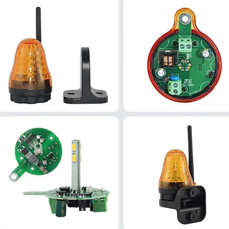 Simples Market universal outdoor LED strobe beacon light, orange, wall-mount for gate opener.