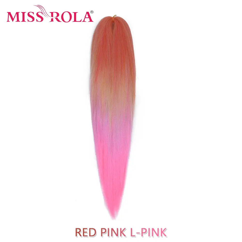 Miss Rola synthetic 30in Kanekalon braid, Yaki straight, pre-stretched in red-pink L-pink gradient