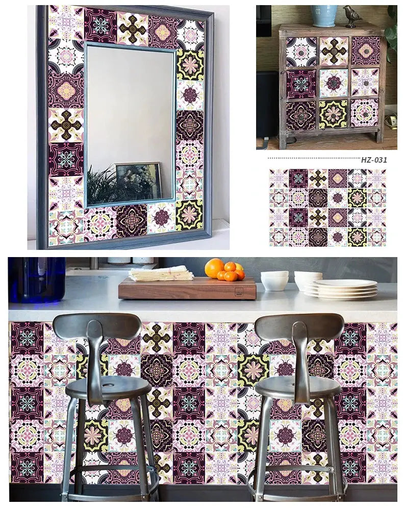 Tile sticker set 24pcs; light-color, waterproof self-adhesive wall decals for kitchen and bathroom by Simples Market