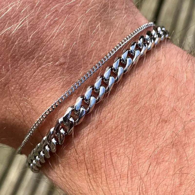 Vnox Stainless Steel Cuban Link Bracelet Unisex Curb Chain for Men and Women with Lobster Clasp