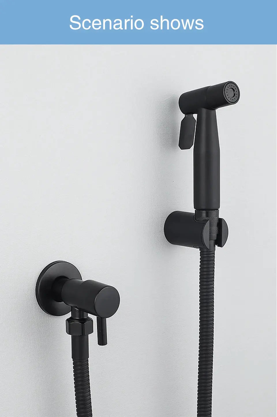 Simples Market ULA single cold water valve for bidet faucet, matte black stainless steel angle valve with hose
