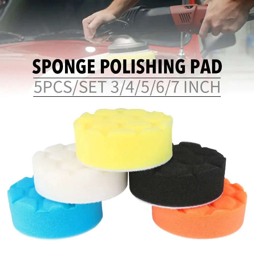 5 Piece Car Waxing Buffing Pad Set Polishing Discs 3 4 5 Inch Auto Detailing Wax Pads For Car Care