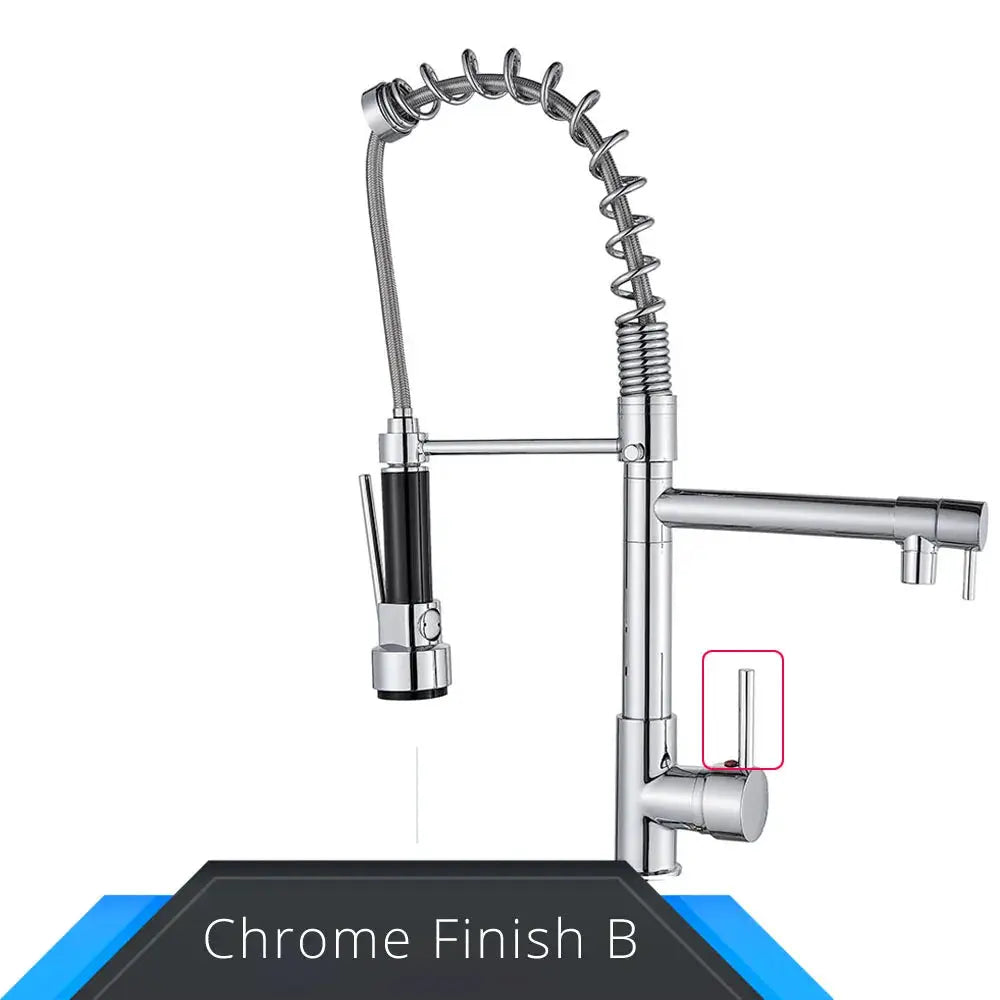 Rozin spring pull-down kitchen faucet, chrome finish, deck-mounted by Simples Market