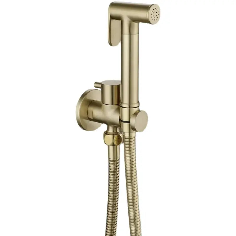 Simples Market brass handheld bidet shower set with wall mount, brushed gold finish and flexible hose