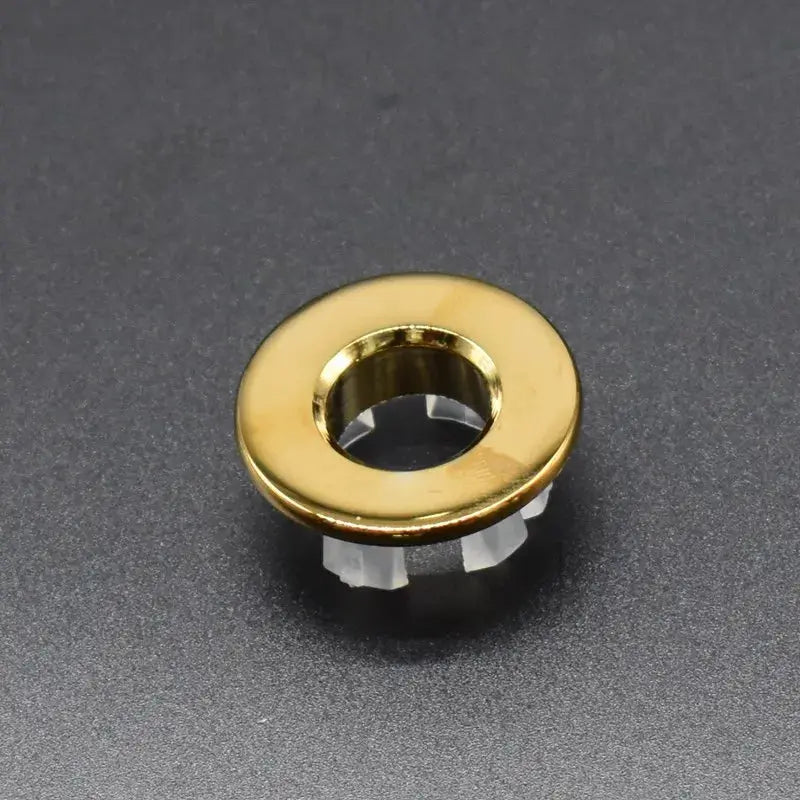 Overflow hole decorative copper gold cover for sink, round insert ring