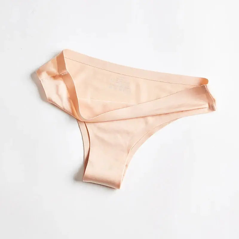BANNIROU seamless thong underwear for women in peach ice-silk fabric, T-back style by Simples Market