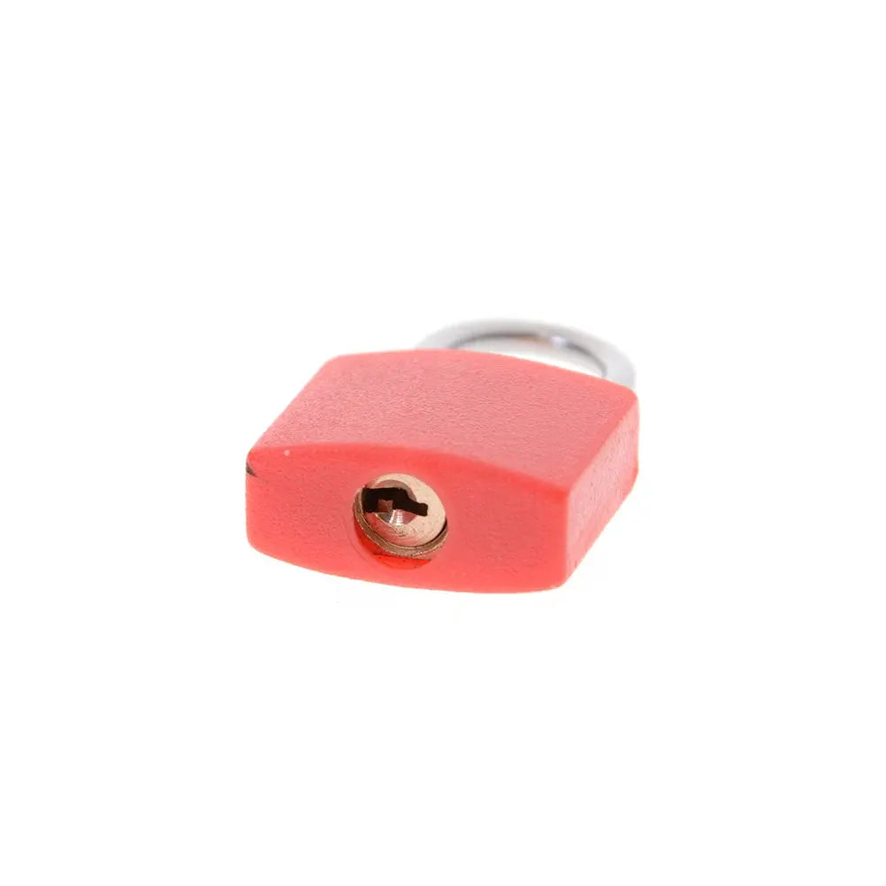 Red mini steel padlock with 2 keys for travel anti-theft use