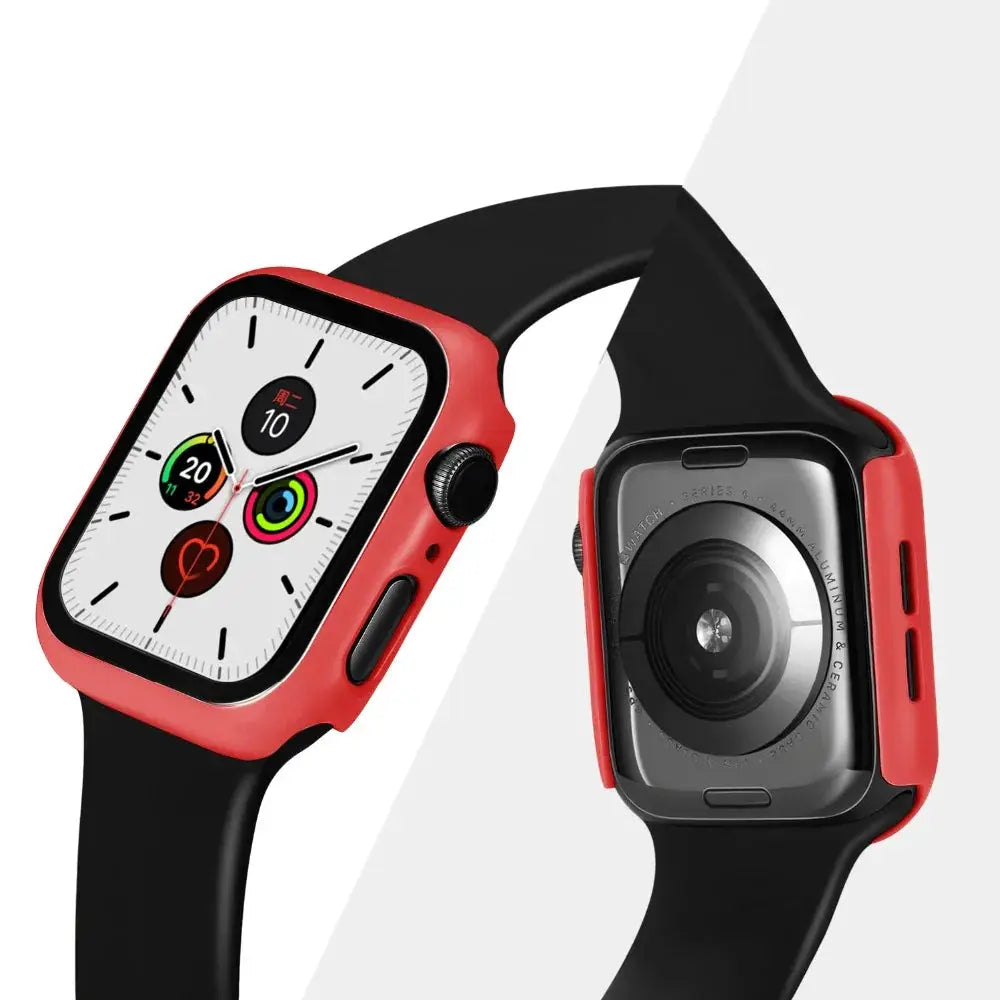 Simples Market Apple Watch tempered glass screen protector and red bumper case for 40–45mm models