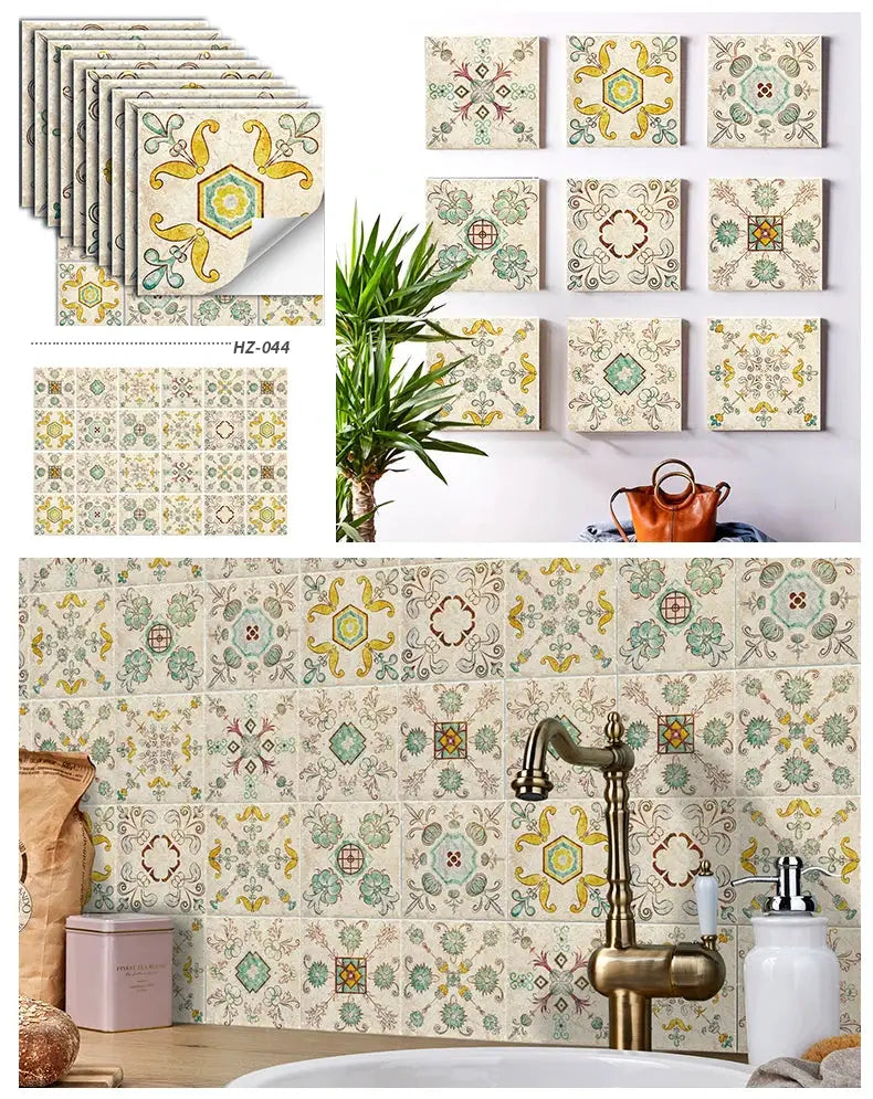 Simples Market 24pcs light-color tile wall sticker set, waterproof self-adhesive tiles for kitchen and bathroom