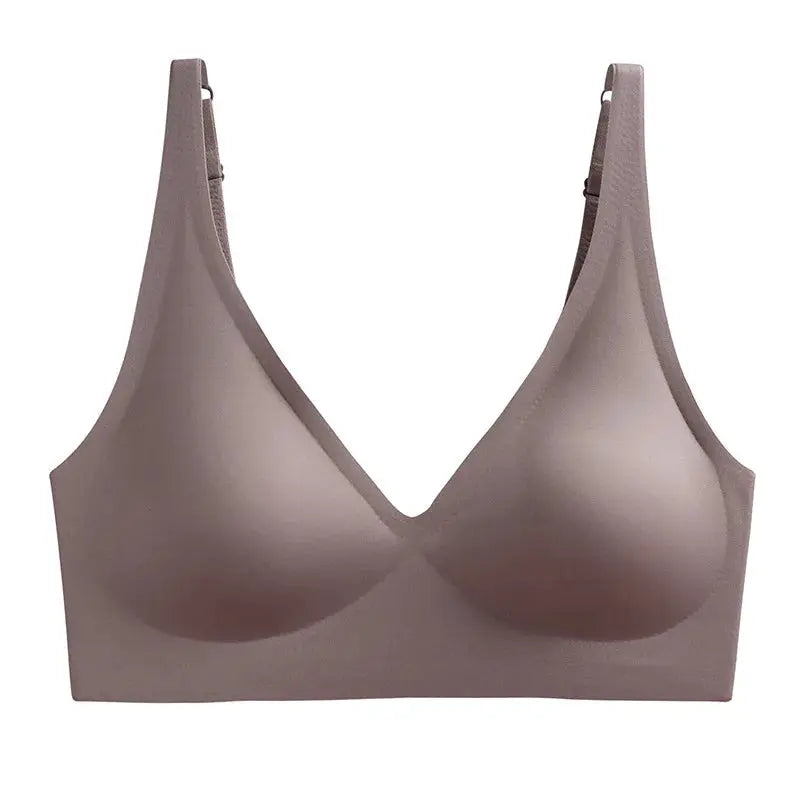 Push-Up seamless bra for women, taupe non-wire with removable pads