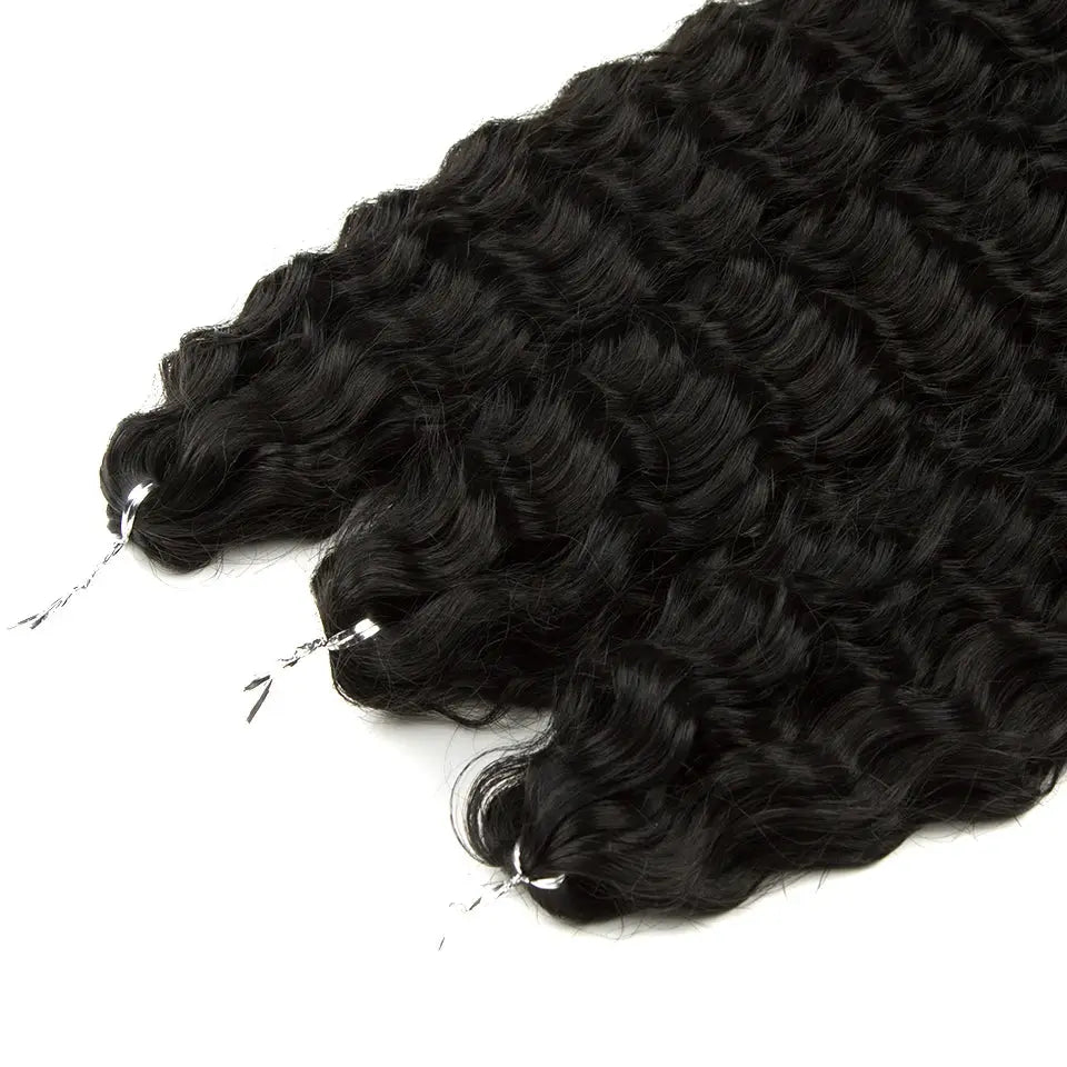Ariel Curl Water Wave Twist Crochet Hair synthetic braid, deep wave, black, 22in, 2 bundles