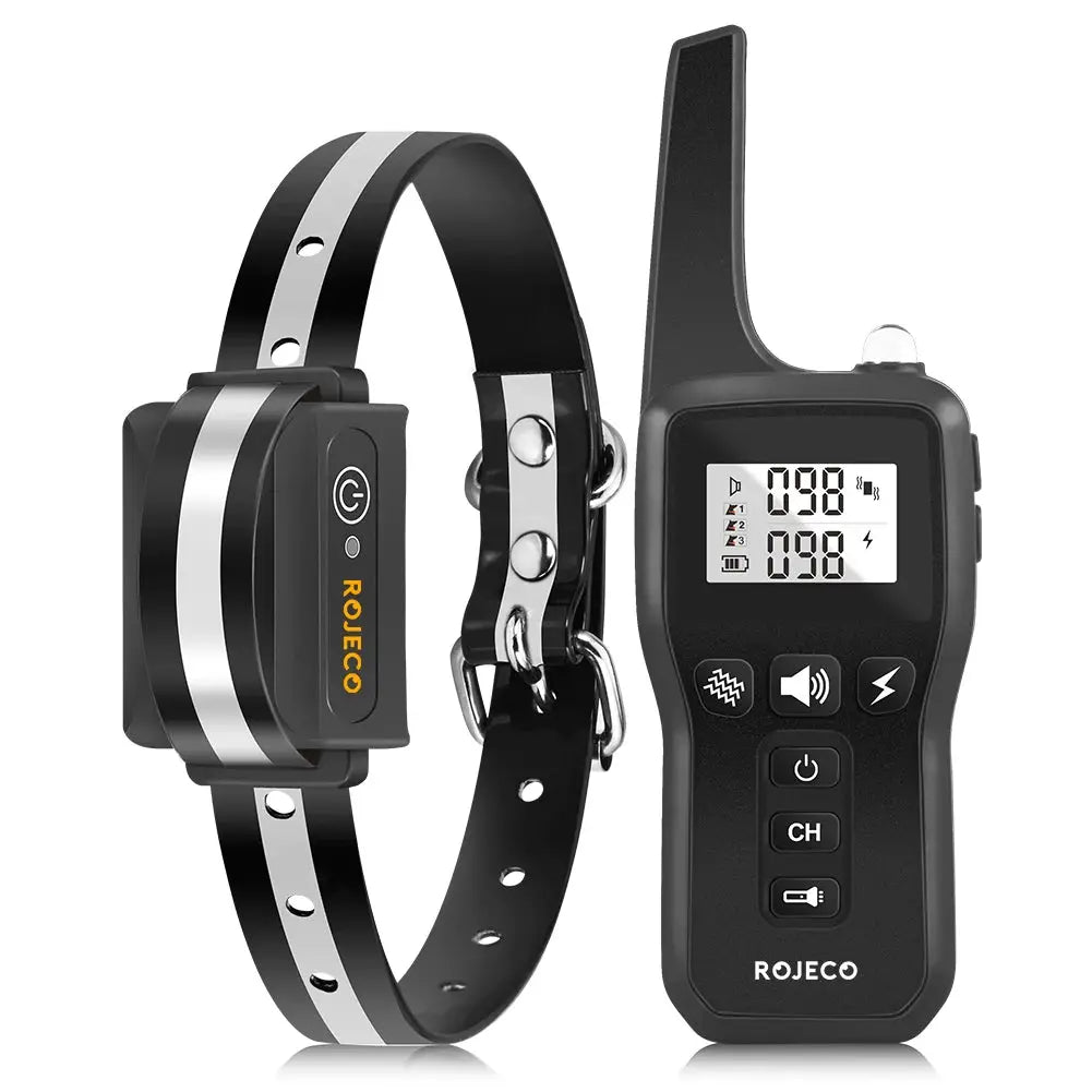ROJECO 1000m Electric Dog Training Collar With Remote Control Waterproof Rechargeable Beep Vibration Shock 100 Levels